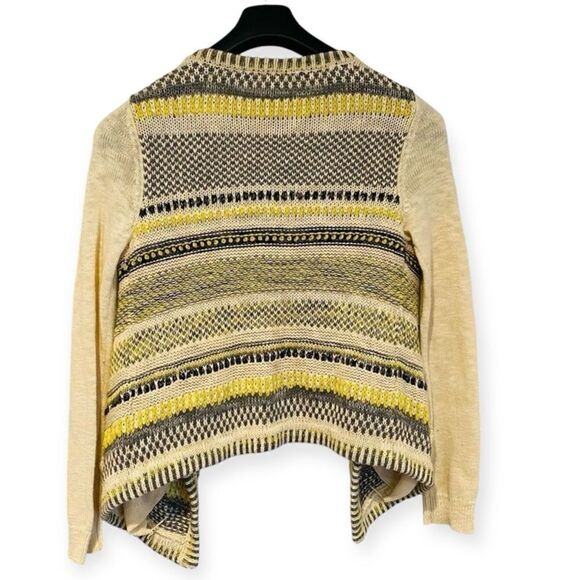 Anthropologie Moth Chaux Yellow Grey Knit Open Cardigan Size Small - Picture 2 of 6